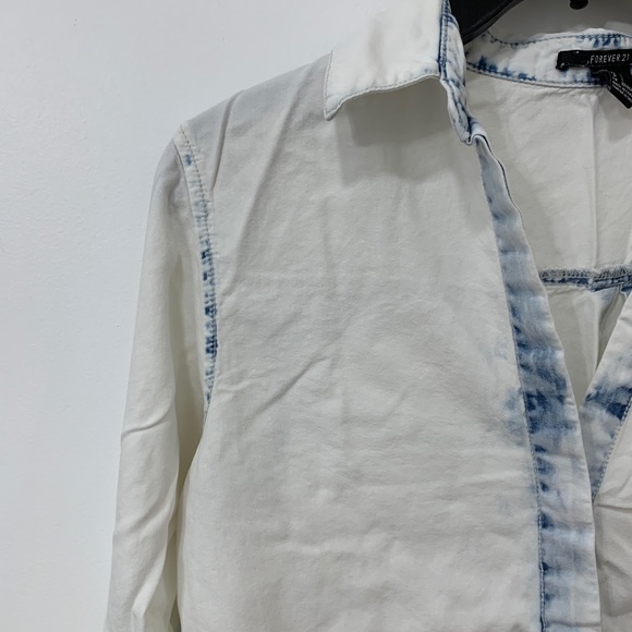 White Denim Look a Like Long Sleeve - Picture 2 of 4